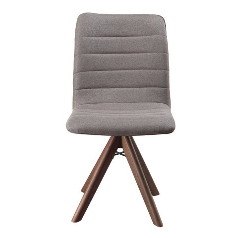 Cadeira Giratória com Assento Estofado e Base em Madeira Maciça – Chanel Exclusiva Linho Cacau