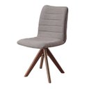 Ver imagem 4 de Cadeira Giratória com Assento Estofado e Base em Madeira Maciça – Chanel Exclusiva Linho Cacau