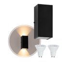 Ver imagem 1 de Arandela Duplo Facho Longo Preta + 2 Lâmpada Led Gu10 6w 3000K ST187