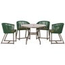Mesa com 4 Cadeiras de Jantar Roma 100cm e Noronha em Aluminío Marrom Corda Nautica Estofado 13 Tram - 1