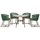 Ver imagem 1 de Mesa com 4 Cadeiras de Jantar Roma 100cm e Noronha em Aluminío Marrom Corda Nautica Estofado 13 Tram