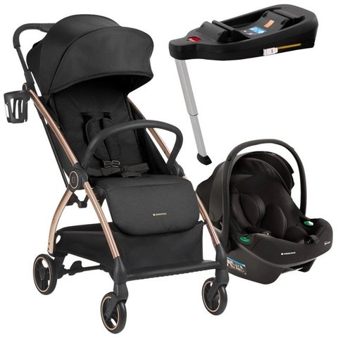 Carrinho Joy Black + Bebe Conforto I-prime e Base Isofix - Kikka Boo
