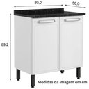 Ver imagem 4 de Armário Balcão de Cozinha Aço com Tampo 2 Portas Branco Evidence - Bertolini