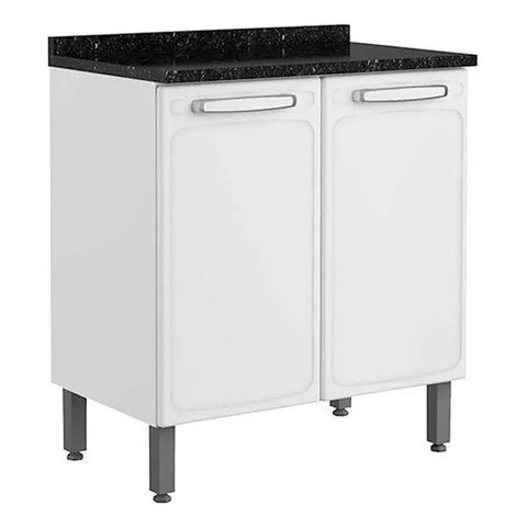 Armário Balcão de Cozinha Aço com Tampo 2 Portas Branco Evidence - Bertolini