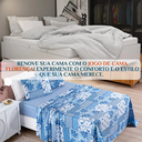 Ver imagem 3 de Jogo de Cama Casal King Size Florença 200 Fios Estampado 04 Peças Super Elegante:azul