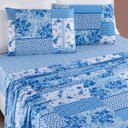 Ver imagem 1 de Jogo de Cama Casal King Size Florença 200 Fios Estampado 04 Peças Super Elegante:azul