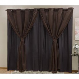 Cortina Blackout PVC com Tecido Voil 2,80 M x 2,30 M Tabaco - 1