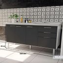 Ver imagem 5 de Gabinete Cozinha Armário 3 Gavetas 2 Portas Multiuso 144cm: Grafite