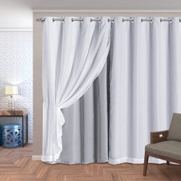 Cortina Tecido Blackout com Voil 2,80M x 2,30M - Gelo - 1