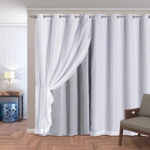 Cortina Tecido Blackout com Voil 2,80M x 2,30M - Gelo