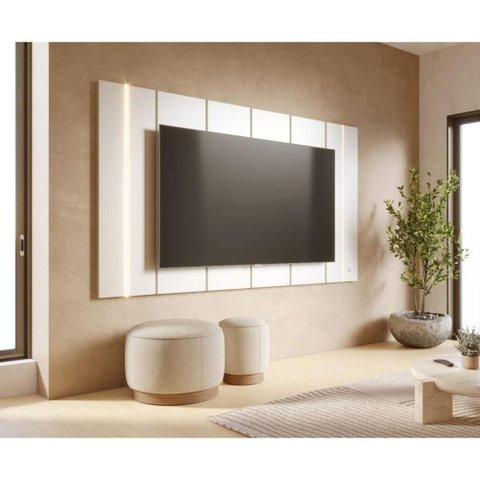 Painel para TV até 75 Polegadas com LED 100% MDF Multimóveis Crcol-PTV025 Off White