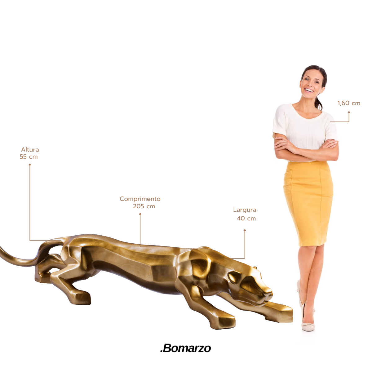 Escultura Estátua Decorativa Pantera Ataque Gigante 55cm:dourado - 3