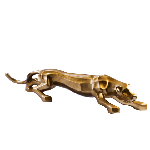 Escultura Estátua Decorativa Pantera Ataque Gigante 55cm:dourado