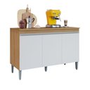 Ver imagem 2 de Balcão Gabinete Cozinha Manu 120cm 3 Portas com Tampo Mdp Multiuso Amêndoa Branco - Desk Design