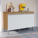 Ver imagem 1 de Balcão Gabinete Cozinha Manu 120cm 3 Portas com Tampo Mdp Multiuso Amêndoa Branco - Desk Design