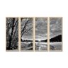 Conjunto Kit 4 Quadros Paisagem Inverno Preto e Branco Moldura Madeira Crua - Oppen House Quadros De - 2
