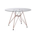 Ver imagem 1 de Mesa Eiffel Redonda 110Cm Tampo De Vidro Com Base De Ferro Cobre - Cor: Marrom