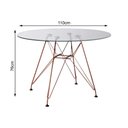 Ver imagem 2 de Mesa Eiffel Redonda 110Cm Tampo De Vidro Com Base De Ferro Cobre - Cor: Marrom