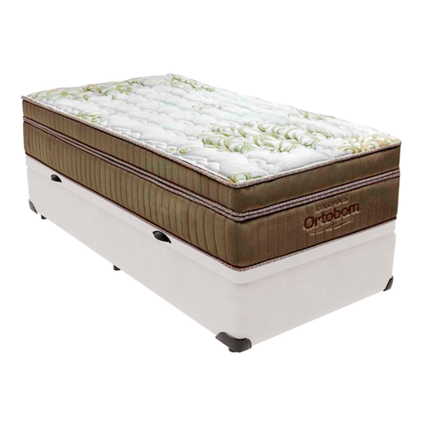 Cama Box Baú Solteiro Branco e Colchão Gold Ultragel Molas Ensacadas Ortobom