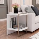 Ver imagem 1 de Mesa Lateral 45cm para Sala de Estar C/ 1 Prateleira 100%mdf Cor:branco Fosco