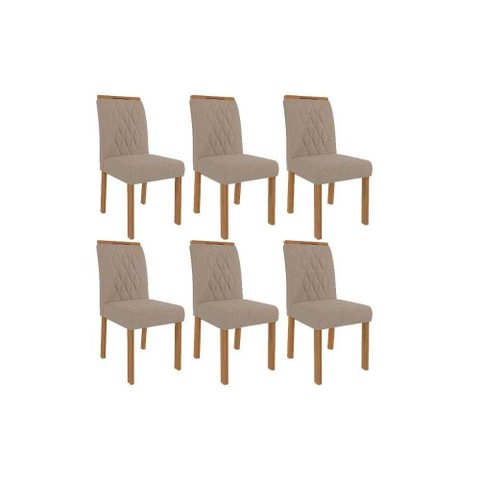 Cadeiras Cozinha Juliana Wood Kit 6 Un Carvalho/linho Bege Cimol
