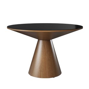 Mesa de Jantar Madri Cone Chanfrada Redonda Nozes 1.20 Cm Preto