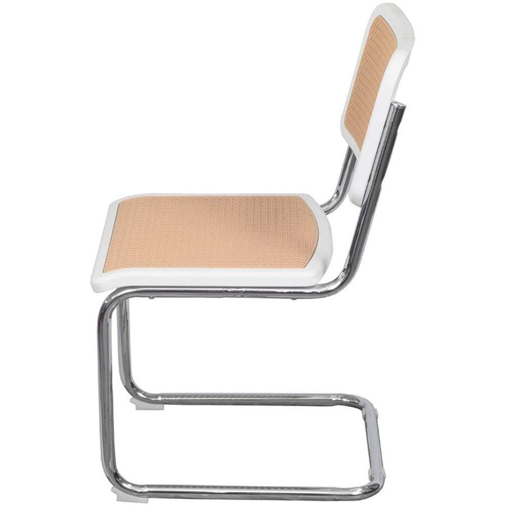 Cadeira Cesca Branca Com Palha Base Cromada Sem Braço - 71559 - 3