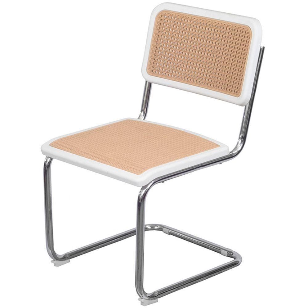 Cadeira Cesca Branca Com Palha Base Cromada Sem Braço - 71559