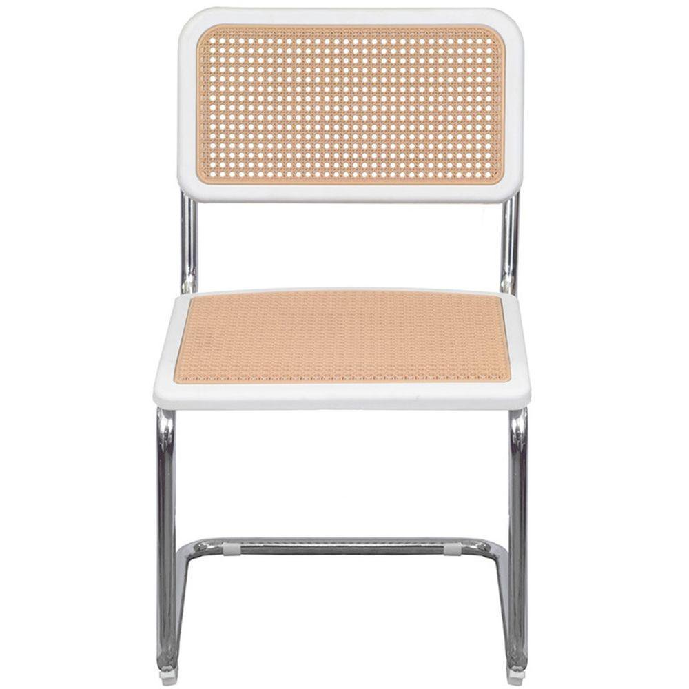 Cadeira Cesca Branca Com Palha Base Cromada Sem Braço - 71559 - 2