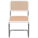 Ver imagem 2 de Cadeira Cesca Polipropileno Branco Simulando Palha Bege Base Fixa Cromada