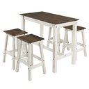 Ver imagem 3 de Mesa Alta e 4 Banquetas de Madeira Maciça Branco Envelhecido