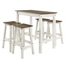 Ver imagem 1 de Mesa Alta e 4 Banquetas de Madeira Maciça Branco Envelhecido