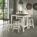 Ver imagem 4 de Mesa Alta e 4 Banquetas de Madeira Maciça Branco Envelhecido