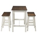 Ver imagem 2 de Mesa Alta e 4 Banquetas de Madeira Maciça Branco Envelhecido