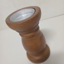 Ver mais imagens de Castiçal Decorativo de Madeira Natural 21x11x11cm Porta Vela Mesa Jantar Sala