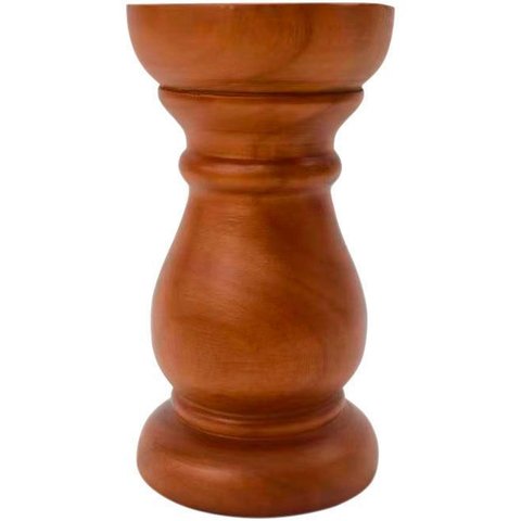 Castiçal Decorativo de Madeira Natural 21x11x11cm Porta Vela Mesa Jantar Sala