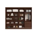 Ver imagem 3 de Guarda Roupa Casal 2 Portas de Correr Ripadas C/ Espelhos e 4 Gavetas Galati Peroba/off White -