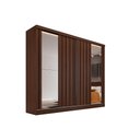 Ver imagem 4 de Guarda Roupa Casal 2 Portas de Correr Ripadas C/ Espelhos e 4 Gavetas Galati Peroba/off White -