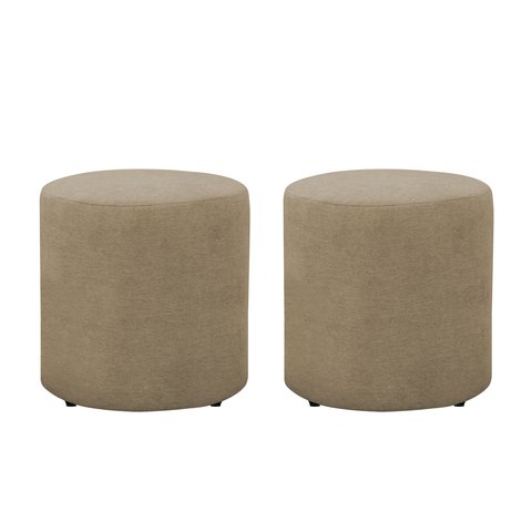 2 Puff Decorativo Triunfo Viena Tecido Linho Pé de Plastico:bege