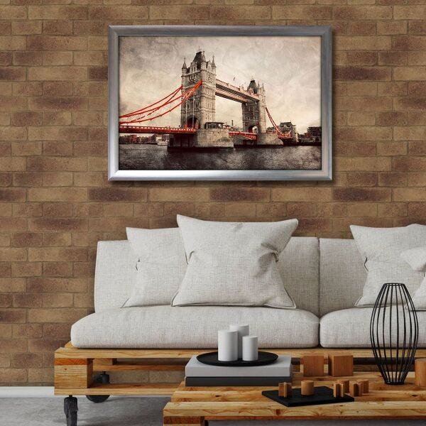 Quadro Ponte Tower Bridge com Moldura Efeito Prateado - 2