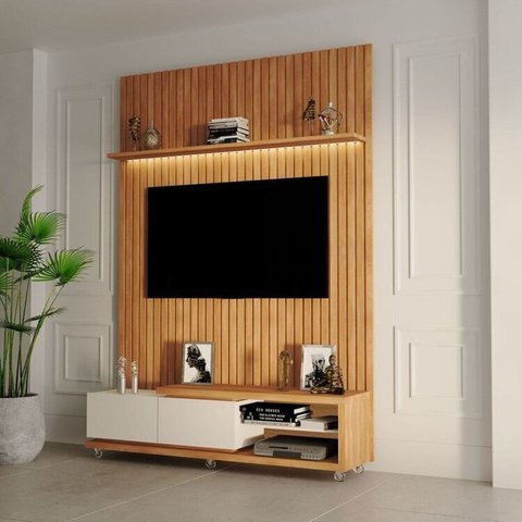 Rack com Painel Ripado para TV até 84 Polegadas 307CMX231CM
