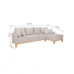 Sofá Living 4 Lugares Beny com Chaise Lado Esquerdo Linho Império Cru 184 - 4