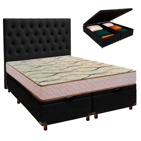 Kit Cama Box Bau + Cabeceira + Colchão Casal D33 - Maxsono - Paropas