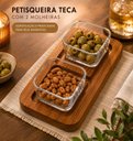 Ver imagem 5 de Petisqueira Madeira Teca com 2 Molheiras Kit Tabua Completa Ramekim Rustica Bandeja Porta Molhos PET