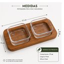 Ver imagem 7 de Petisqueira Madeira Teca com 2 Molheiras Kit Tabua Completa Ramekim Rustica Bandeja Porta Molhos PET