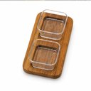 Ver imagem 3 de Petisqueira Madeira Teca com 2 Molheiras Kit Tabua Completa Ramekim Rustica Bandeja Porta Molhos PET