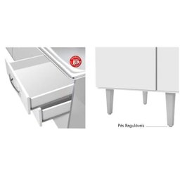 Balcão Gabinete Lis com Pia Inox 150cm 4 Portas Branco/Castanho - Mpozenato - 3