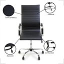 Ver imagem 7 de Kit 2 Cadeira Escritorio Esteirinha Giratoria Alta Cor:Preto