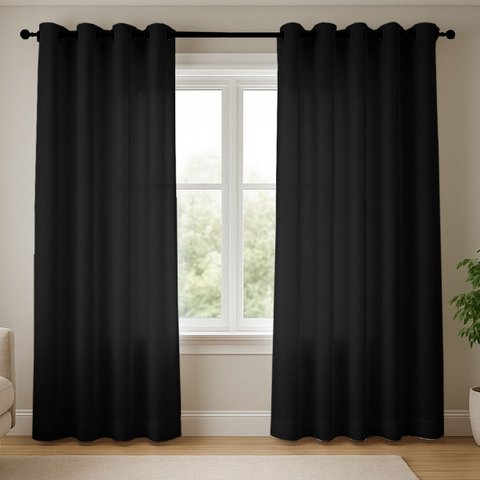 Cortina Rústica 2,00 X 1,80m para Sala e Quarto Liso Preto