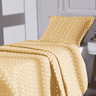 Cobre Leito Solteiro Heitor Bordado Hipercal 400 Fios 2 Peças - Amarelo - 100% Poliéster - 2
